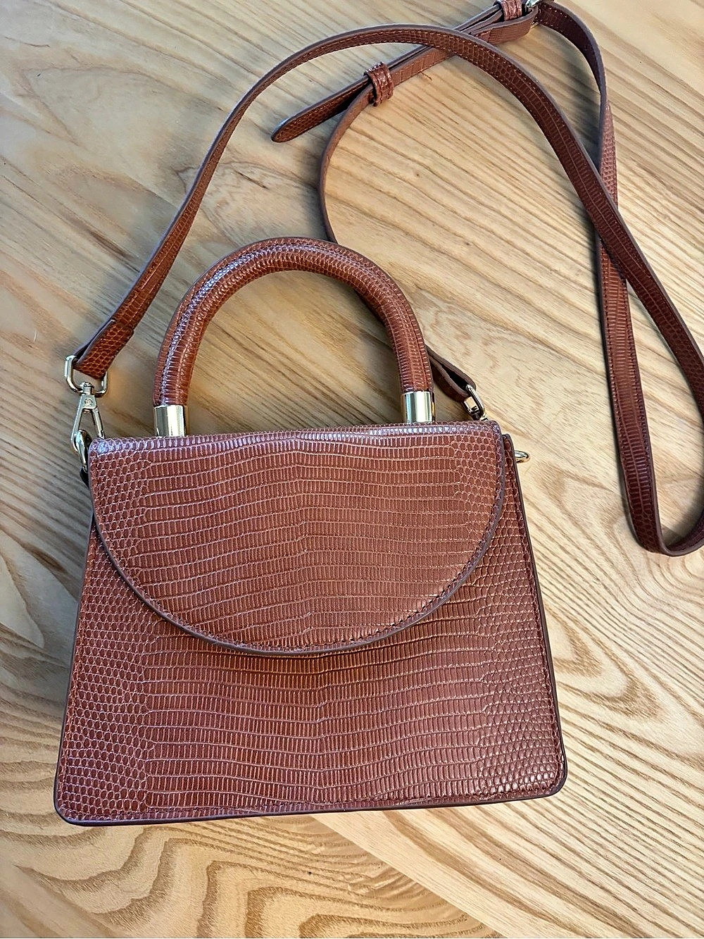 Brown Structured Shoulder Bag